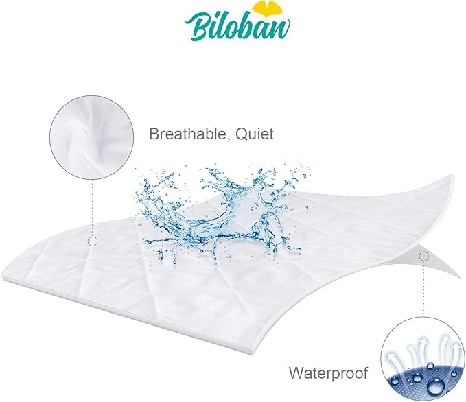 Zippered Mini Crib Mattress Protector,Waterproof Playard Mattress Encasement, Breathable and Absorbent, 6 Sides Fully Encased Pack N Play Mattress Cover.