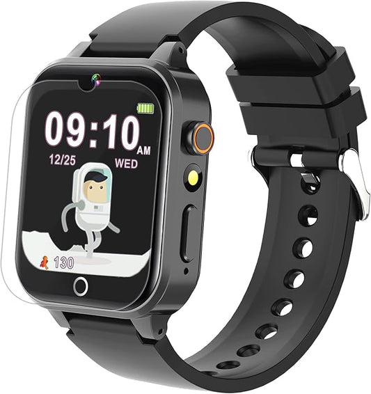 Goodatech Smart Watch for Kids 4-12 Years Boys Girls, 26 Puzzle Games,HD Camera,Video Music Player,Pedometer,Flashlight,Calendar,Alarm Clock,Aluminum Case,Sport Band (Black)