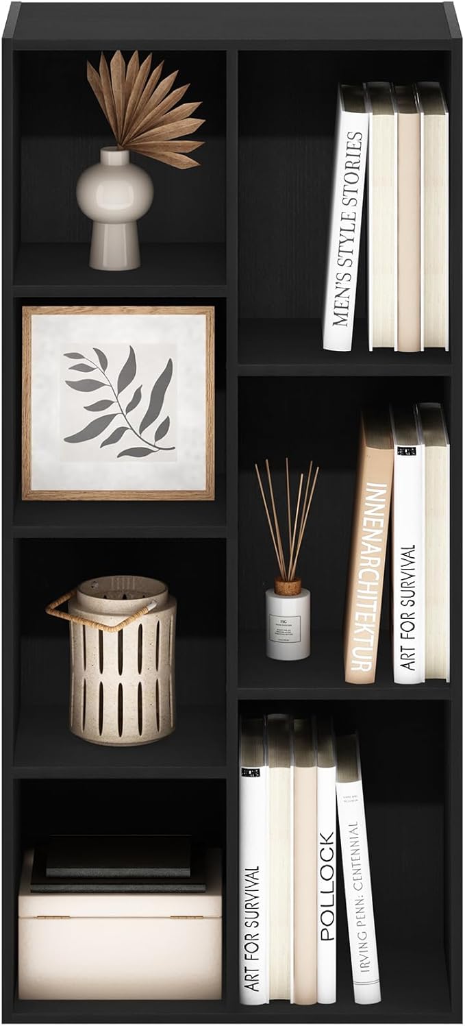 Furinno Luder 7-Cube Reversible Open Shelf, Blackwood