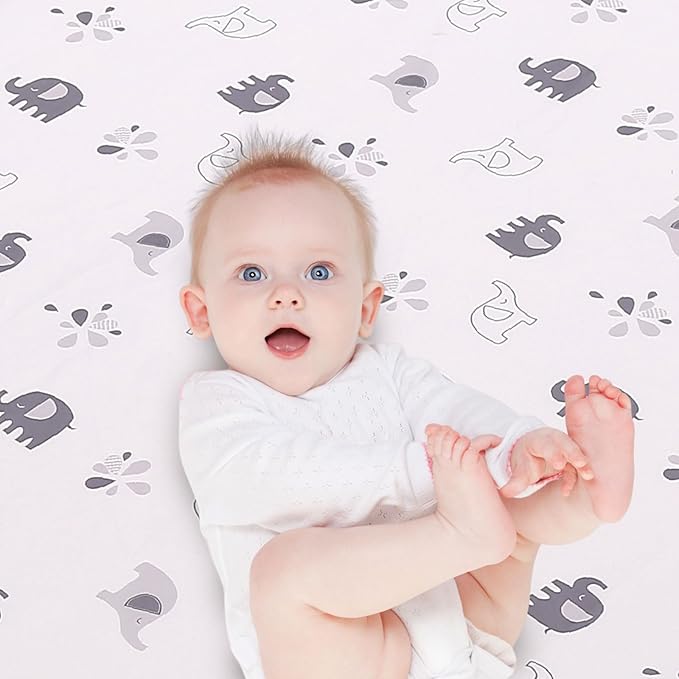 Wowelife Elephant Crib Bedding Set for Boys, Premium 3-Piece Baby Bedding Set, Elephant, Gray Crib Bed Sets, Newborn, Infant, Nursery Bed Set with Crib Sheet, Ruffle Comforter