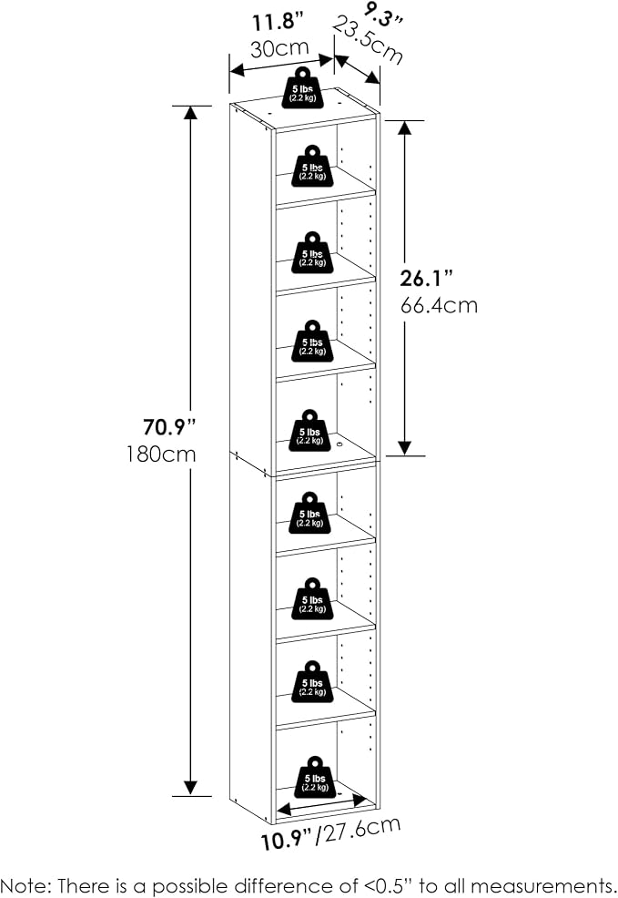 Furinno PASIR Book Shelf, 8-Tier Bookshelf, Bookcase - Image 2