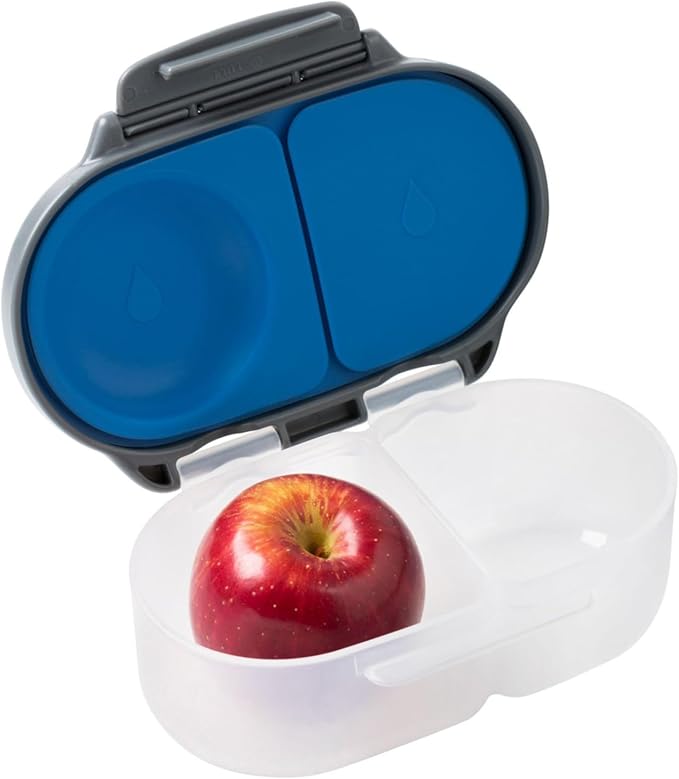 b.box Snack Box for Kids & Toddlers: 2 Compartment Snack Containers, Mini Bento Box, Lunch Box. Leak Proof, BPA free, Dishwasher safe. School Supplies. Ages 4 months+ (Blue Slate, 12oz capacity)