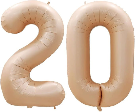 GOER Number 20 Balloons for 20th Birthday Party Decorations,42 Inch Jumbo Foil Helium Balloons for 20th Anniversary (Caramel)
