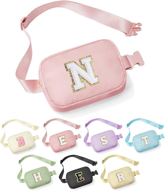 YOOLIFE Birthday Gifts for Women - 30th 40th 50th 60th 70th Birthday Gifts for Mom Daughter Her Friend Sister Girlfriend, Personalized Gifts Christmas Gifts, Initial Belt Bag Crossbody Bags, Pink N