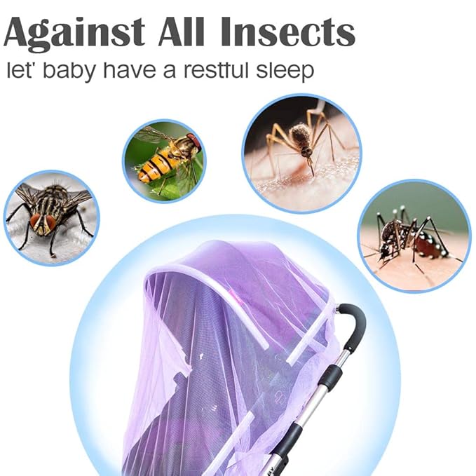 Durable Baby Mosquito Net (2 Pack) - Perfect Bug Net for Strollers, Bassinets, Cradles, Playards, Pack N Plays and Portable Mini Crib (Purple)