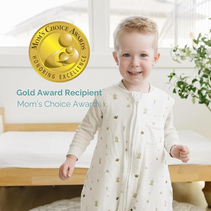 Tealbee DREAMSUIT: Toddler Sleep Sack with Feet 3T 4T - 0.8 TOG Lightweight Baby Wearable Blanket for Walkers - Rayon Made from Bamboo, Organic Cotton Sleeping Bag - Cactus