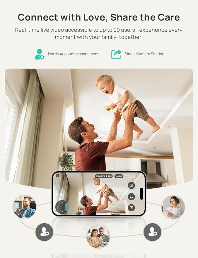 VistaView Smart WiFi Baby Monitor with 2 Cameras- 5” 1080P Split Screen & 2K Camera App Control, Cry & Motion Alerts, Night Vision, 5000mAh Battery, 2-Way Talk, Triple Security, 1279ft Range