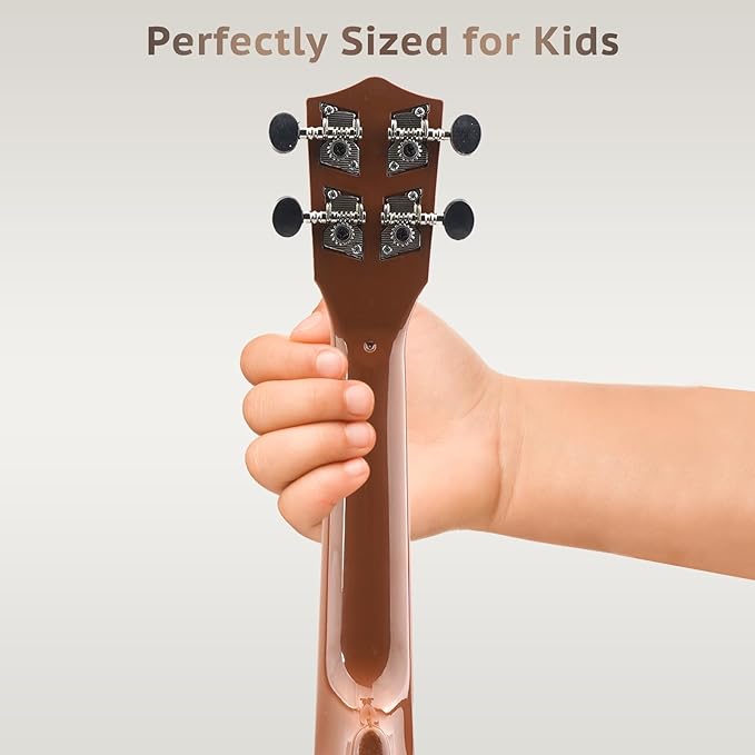 Raimy Kids Guitar Ukulele - 21in Ukulele Guitar Toys for Kids Ages 3 4 5 6 7+ Year Old Boys Girls Simulated Sound Quality Music Instruments Learning Education (Brown)