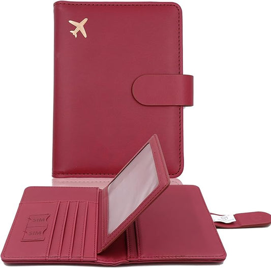 Melsbrinna Rfid Passport Holder for Travel women/Men, Cute Passport Wallet Rfid Blocking Card Slots, Rfid Passport Cover/CaseTravel Wallet, Passport Book Holder (1, Red3)