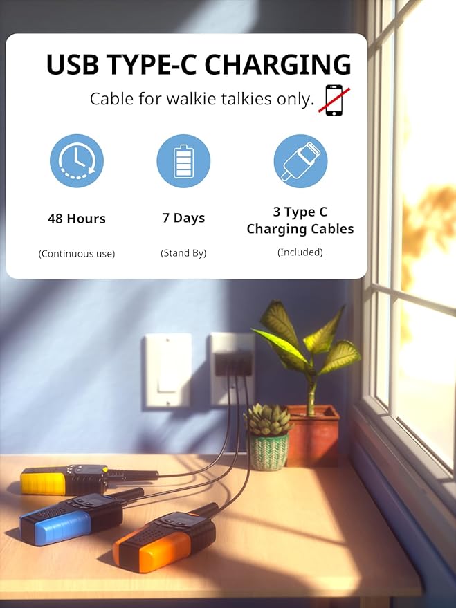 Walkie Talkies for Kids Rechargeable,Toys for Boys and Girls Ages 3-12, 2 Pack Long Range 2-Way Radios, Birthday Gifts,Christmas Stockings, Outdoor Play, Family Games, Hiking Camping Gear