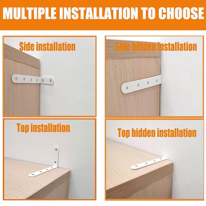 Anti Tip Furniture Anchors for Baby Pet Proofing,Furniture Wall Anchor Furniture Dresser Bookshelf Falling Prevention Device for Children (White)