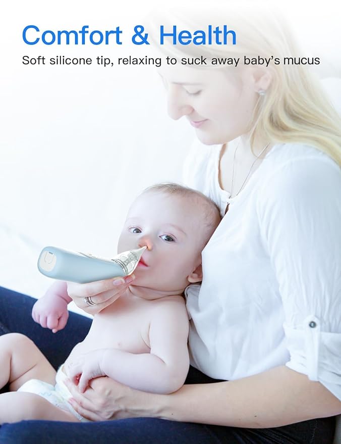 Baby Nasal Aspirator, Electric Nose Sucker with 5 Levels Suction, Soothing Light & Nursery Rhymes