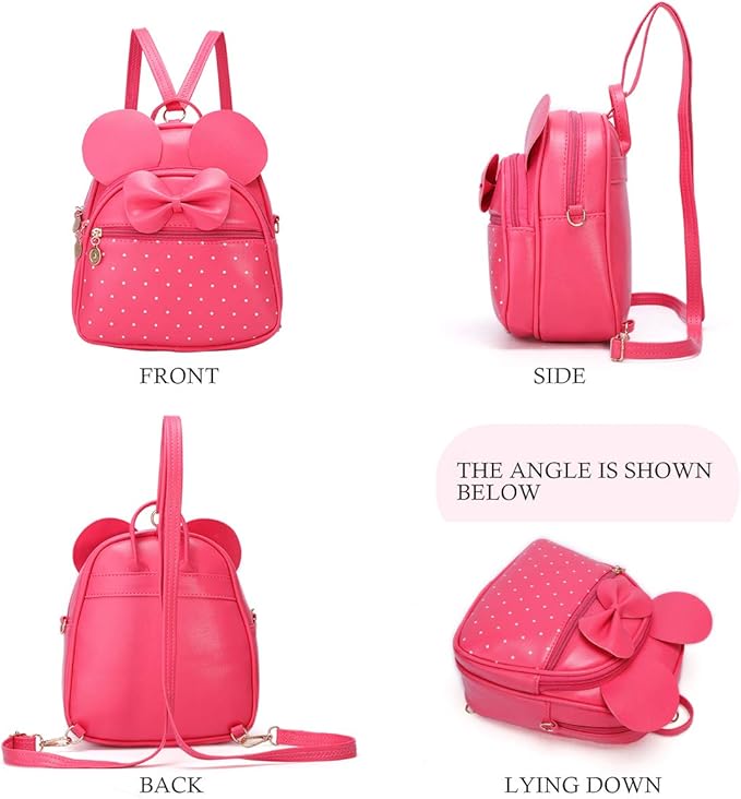 KL928 Girls Bowknot Polka Dot Cute Mini Backpack Small Daypacks Convertible Shoulder Bag Purse for Women