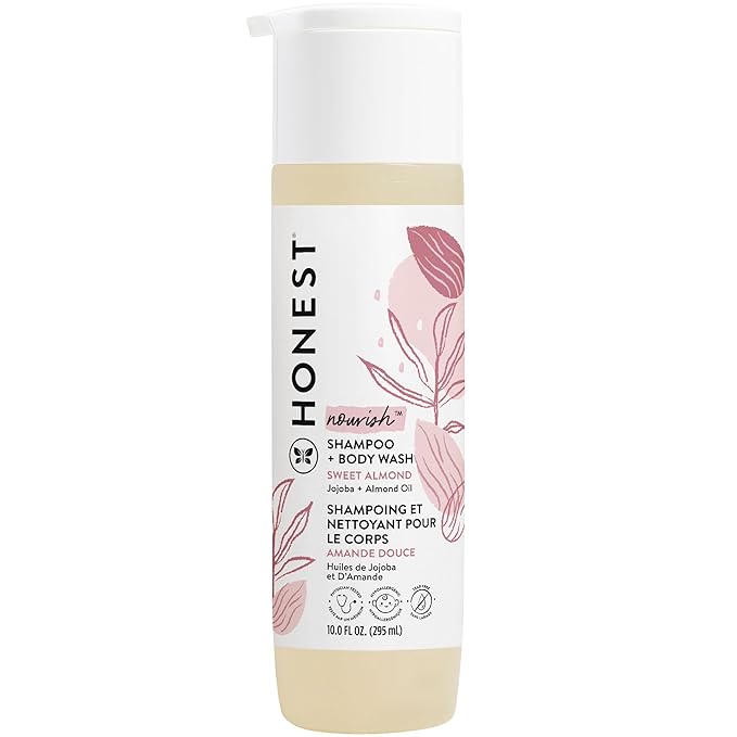 The Honest Company 2-in-1 Cleansing Shampoo + Body Wash | Gentle for Baby | Naturally Derived, Tear-free, Hypoallergenic | Sweet Almond Nourish, 10 fl oz