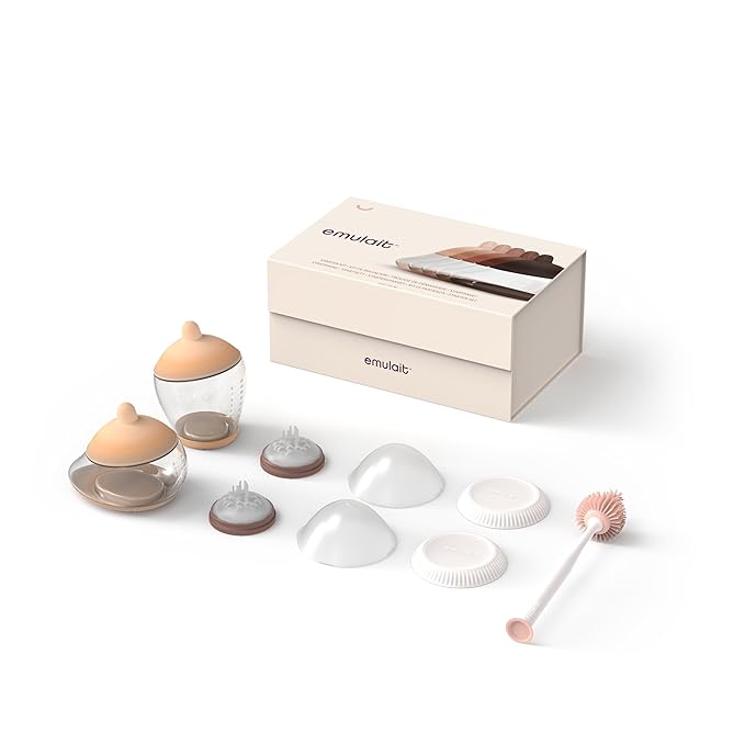 Baby Bottle Starter Kit Includes 2 Bottles 2 Nipples 2 Caps 2 Lids 2 Responsive Flow Valves, Cleaning Brush - Light - Shape 2-RFV