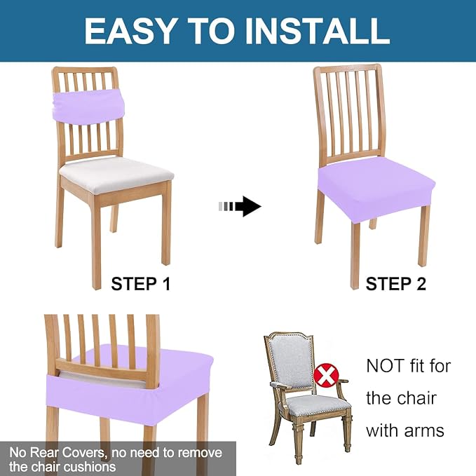 Smiry Waterproof Seat Covers for Dining Room Chairs Set of 2, Stretch Jacquard - Image 5