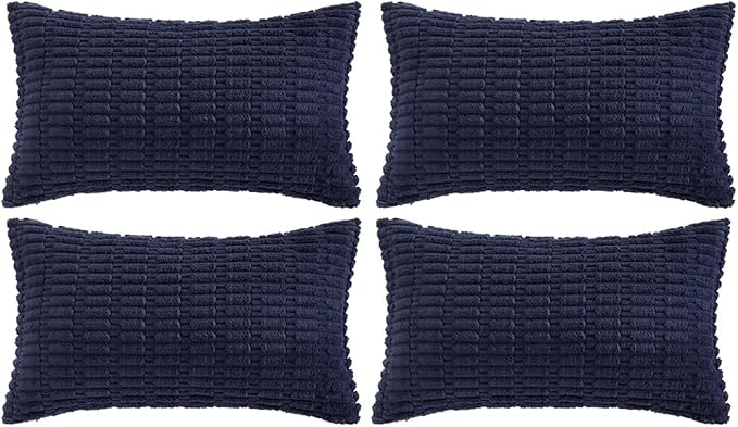 Fancy Homi 4 Packs Navy Blue Decorative Throw Pillow Covers 12x24 Inch by Fancy+Homi