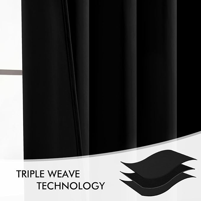 MIULEE Black Back Tab Blackout Curtains 84 Inch Length 2 Panels Set for Living Room Bedroom, Halloween Rod Pocket/Pinch Pleat Thermal Insulated Room Darkening Pleated Light Blocking Drapes, W72 x L84