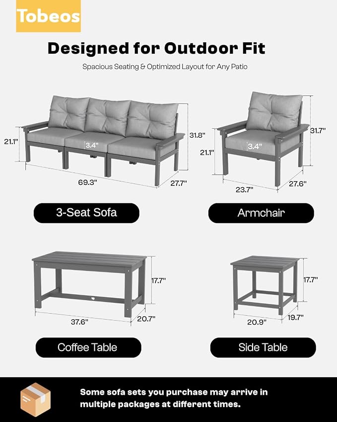 HDPE Patio Coffee Table, All-Weather Outdoor Coffee Table - Image 2