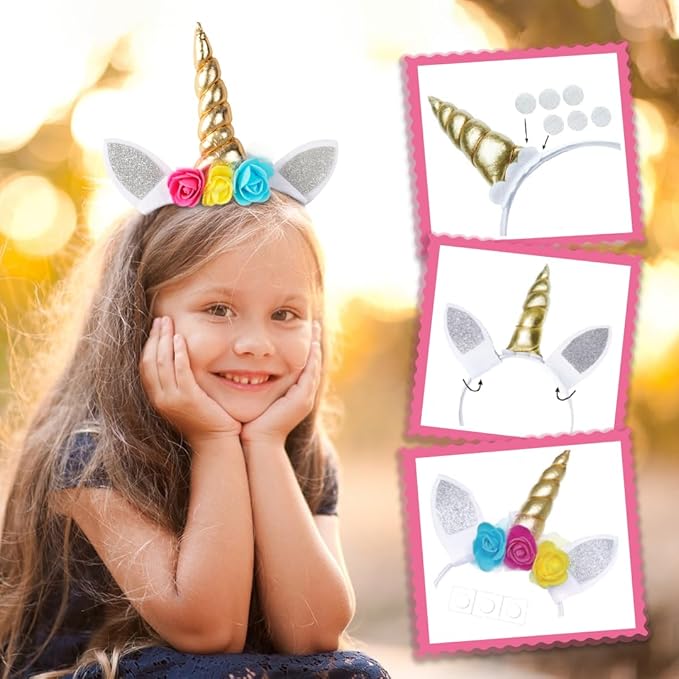 Unicorn Painting Kit for Girls - STEM Certified Unicorn Craft for Girls Ages 4-6 & up- Paint Your Own Arts and Crafts Includes 2 DIY Headbands & 8 Kids Painting Crafts for Fun Screen-Free Play