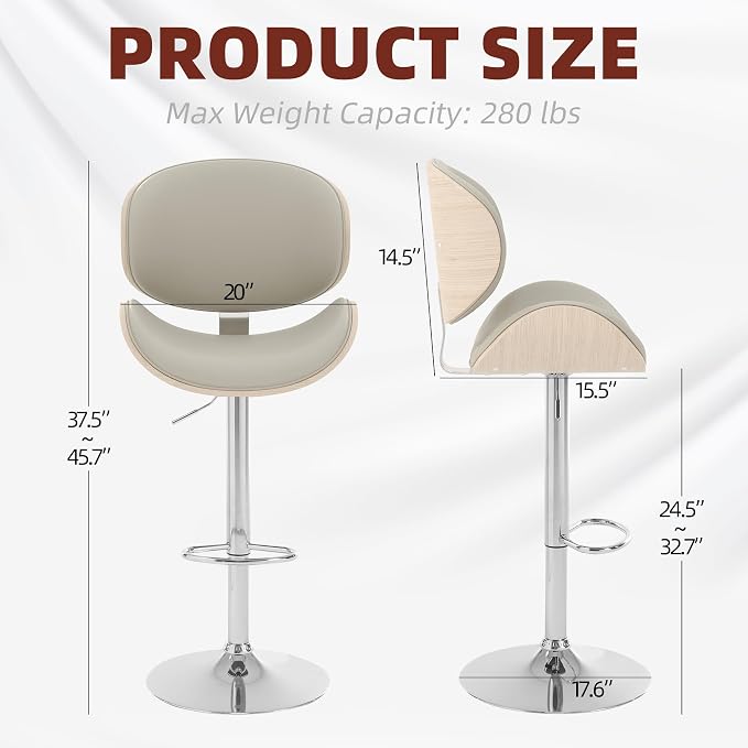 civama Bar Stools 1 PC for Kitchen Counter, Adjustable Bar Height Chairs - Image 2