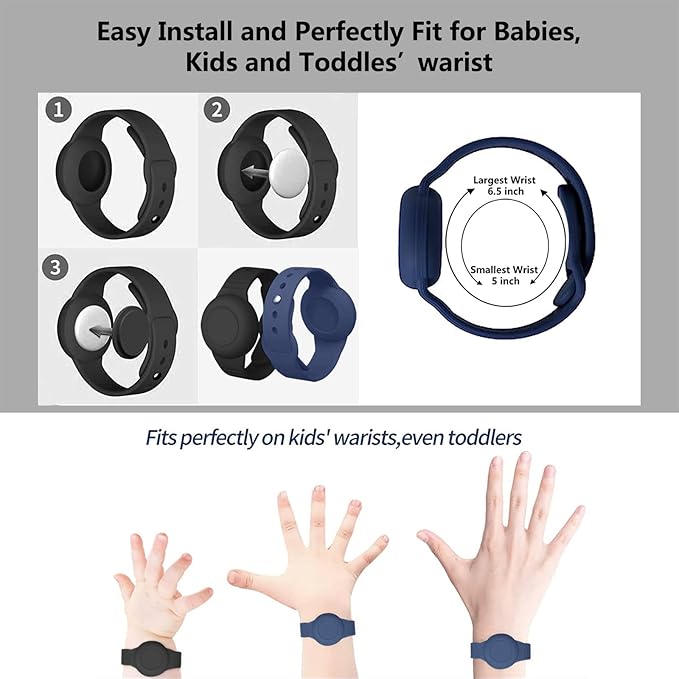 Waterproof Airtag Bracelet,2 Pack Hidden AWristband,Anti-Lost Silicone Apple Airtag Holder Case for,Airtag Case Cover Watch Band GPS Tracker-Blue+Pink