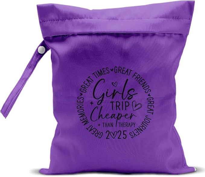 Girls Trip Gifts Wet Dry Bag, Beach Bag Wet Bag Favors, for Swimsuit Toiletry Travel Essentials For Women Aloha Bags, Beach Travel Gym Laundry bags for Dirty Diaper Swimsuit Gifts (Purple)