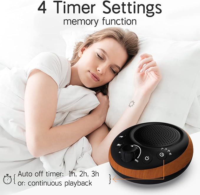 Sound Brown Noise Machine White Noise Machine Nonstop 30 Soothing Sounds Sound Therapy for Baby Kids Adults Sleep Machine 36-Level Vol Auto-Off Timer Memory Function for Home Travel Office