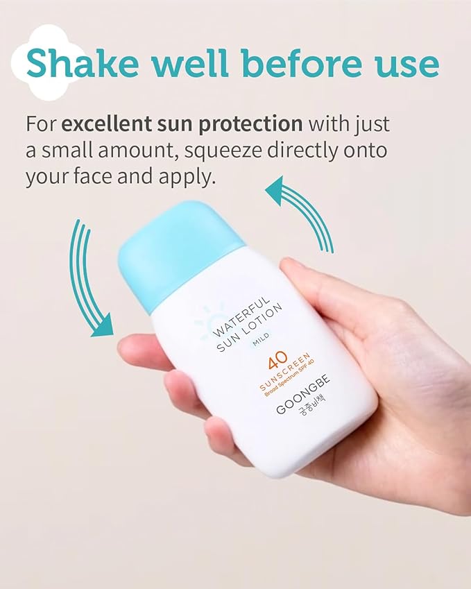 Baby Kids Waterful Sun Lotion SPF 40 & Mild Soothing Gel - Zinc Oxide Mineral Sunscreen & After Sun Relief - Korean Skincare for Sensitive Skin - Vegan Hypoallergenic, 2.82oz & 5.07oz