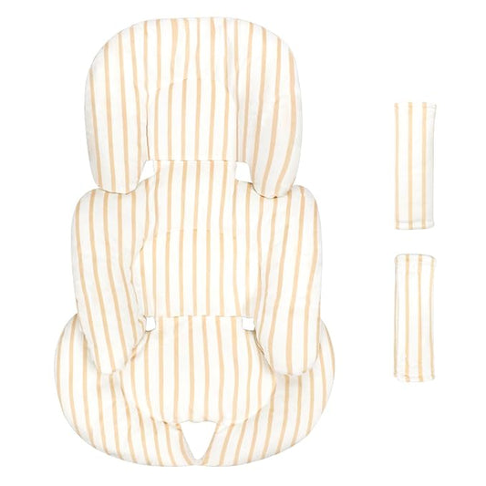 Infant Car Seat Insert, Car Seat Head Support Baby Girls Boys, Soft & Reversible Newborn Carseat Insert Cushion with 2 Strap Covers, for Stroller, Swing, Bouncer (Brown Line)