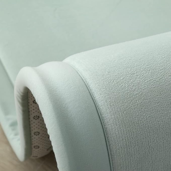 Loartee Coral Velvet Crawling Rug (6'7"x6'7", Light Green) for Toddler Children Play Area Rug Yoga Mat Exercise Pad