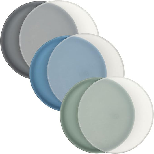 WeeSprout Baby & Toddler Non-Suction Plates with Lids, 100% Food Grade Silicone Plates, Premium Hard Plastic Lids, Unbreakable Design, Microwave & Dishwasher Safe, 3 Pack