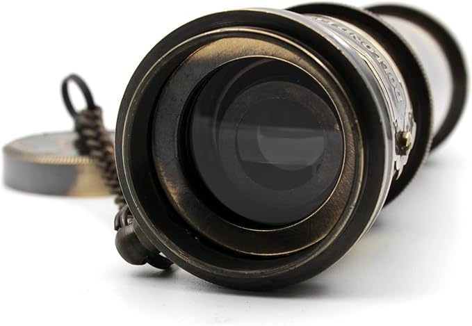 14 Inch Vintage Nautical Brass Telescope with Wood Box – Handheld Spyglass for Marine, Pirate, and Captain Use