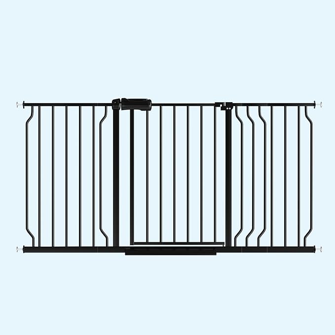 WAOWAO Baby Gate 52.76-62.2" Extra Wide Pressure Mounted Walk Through Swing Auto Close Safety Black Metal Toddler Kids Child Dog Pet Puppy for Stairs,Doorways,Kitchen
