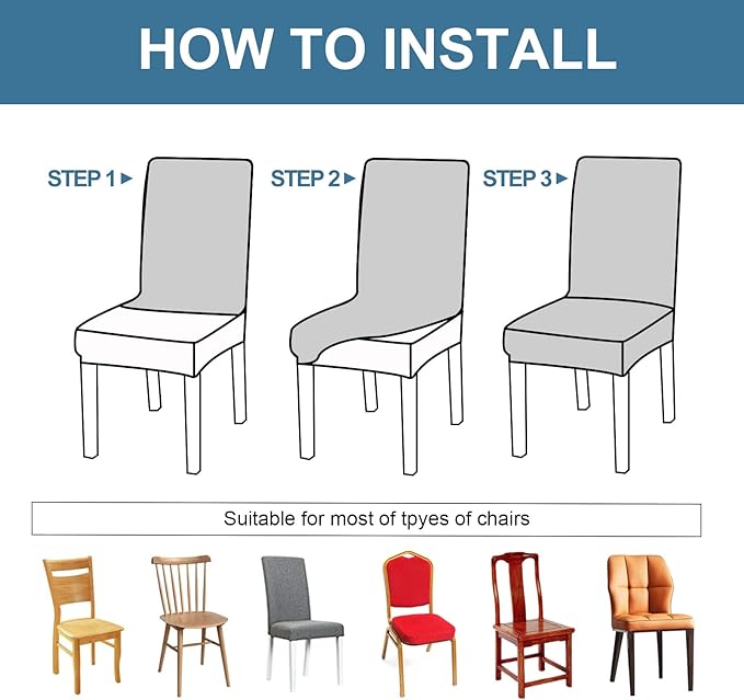 Genina Waterproof Chair Covers for Dining Room, Stretch Jacquard Dining Chair - Image 5