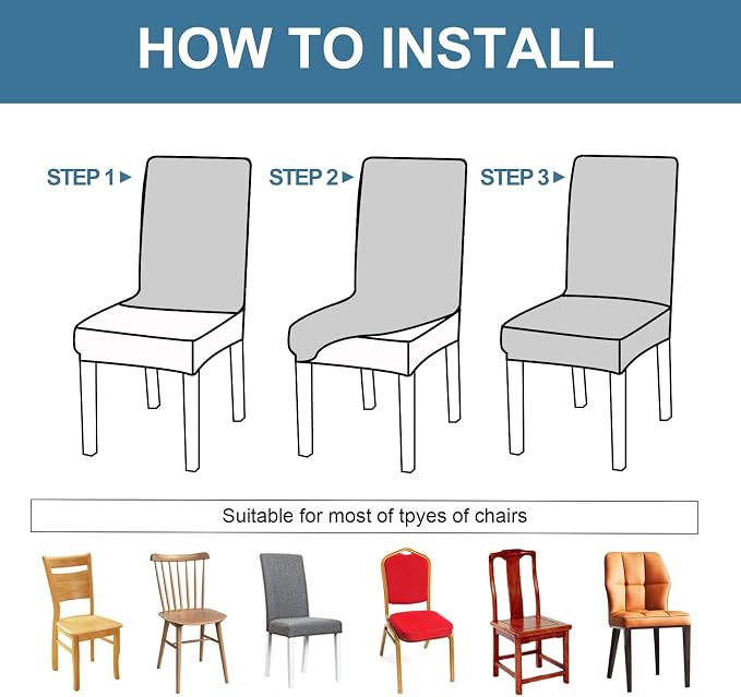 Genina Waterproof Chair Covers for Dining Room, Stretch Jacquard Dining Chair - Image 5
