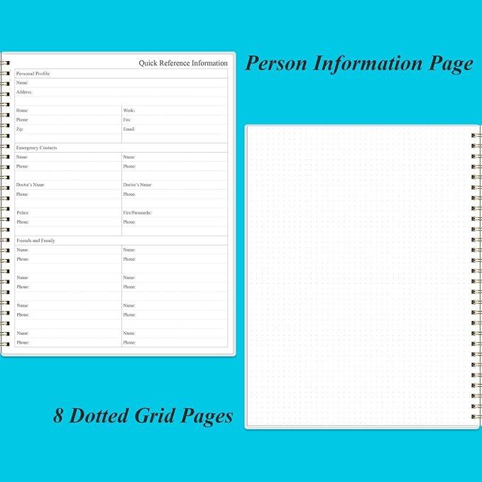 Daily Planner Undated - 8.5" x 11" To Do List Notebook Hourly Schedules, 150 Sheets/300 Pages Spiral Appointment Planner for Women and Men ,PVC Hardcover, Inner Pocket, Elastic Closure, Blue