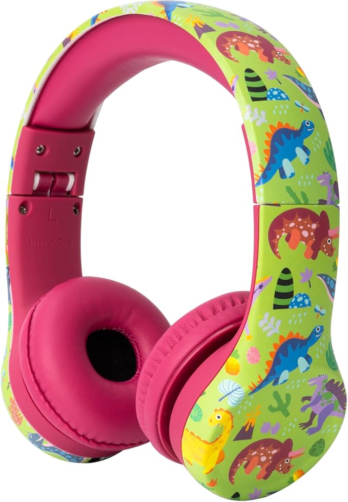 Snug Play+ Kids Headphones – Volume Limited 93dB for Safe Listening – Foldable, Durable Headphones for Toddlers, Boys & Girls – Tangle-Free Cord – Ideal for Travel, School, Tablets - Dinosaurs