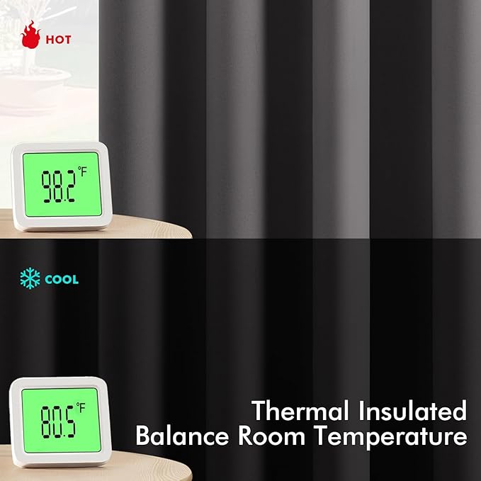 MIULEE Grey Blackout Curtains for Bedroom Living Room 84 Inches Long 2 Panels, Thermal Insulated Room Darkening Drapes Solid Grommet Top Noise Reduction Light Blocking Window Treatments 40x84 Inch