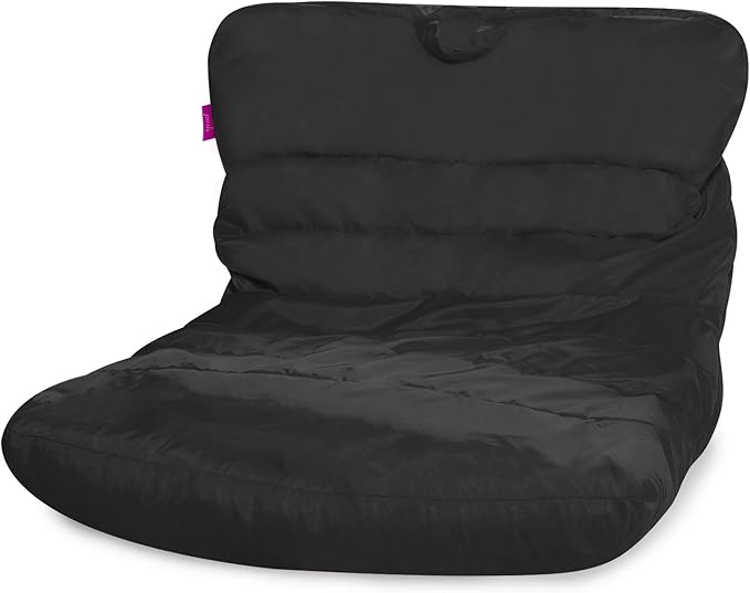 Posh Creations Structured Comfy Seat for Bedrooms and Dorm Rooms, Large Bean Bag Chair, Laguna Lounger, Black