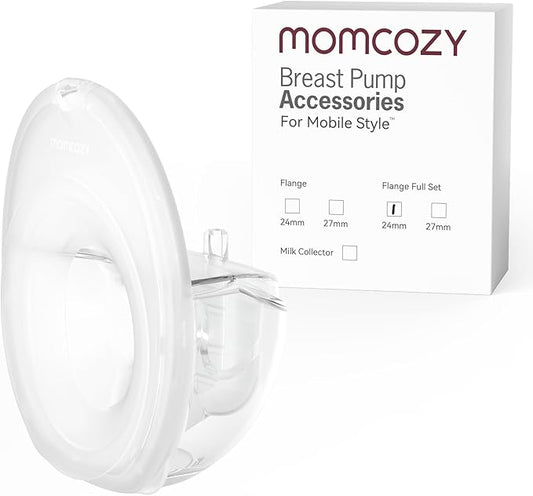 Momcozy Full Set Collector Cup Only Compatible with Momcozy Mobile Style | M6 NOT for Others. Original Mobile Style | M6 Breast Pump Replacement Accessories DoubleFit Flange 24mm