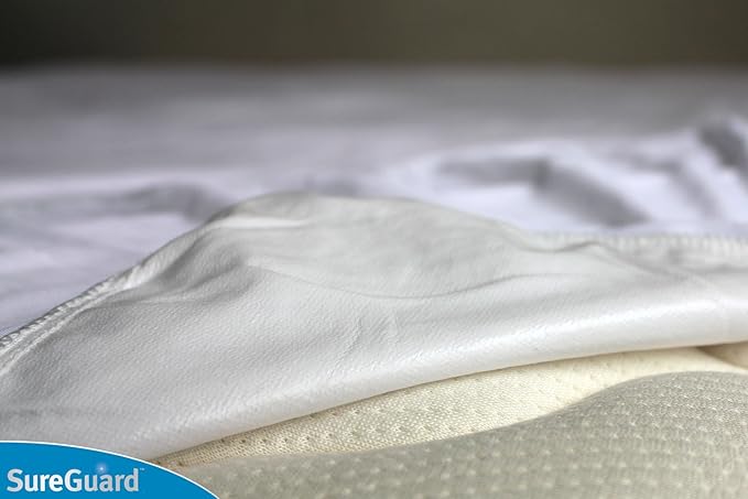 SureGuard California King Mattress Protector - 100% Waterproof, Hypoallergenic - Premium Fitted Cotton Terry Cover White