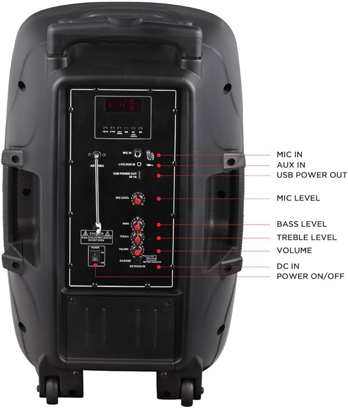 Altec Lansing SoundRover 75 Wireless Speaker 75W Bluetooth Speaker with a Long Lasting 10 Hour Battery, 50 Foot Range, Multi LED Party Modes, True Wireless Pairing, Bonus Microphone