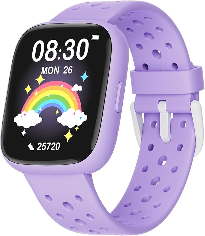 Kids Watch for Girls 5-12, Kids Smart Watch Fitness Tracker Pedometer, No Phone Needed, Puzzle Games with Parental Control, IP68 Waterproof, Heart Rate, Sleep Monitor, Step Counter, 80 Sports