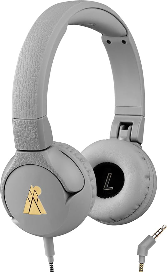 POGS Kids Wired Headphones | The Elephant 2 | Adjustable, Durable Headphones for Kids 3+ | Limited to 85 dB, Microphone | On-Ear | Music-Sharing Function Safe 3.5mm Audio Cable (3.2ft) (rGrey)