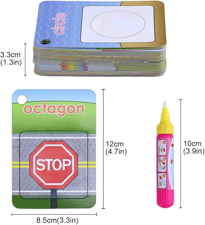 Coolplay Water Coloring Cards Learning Number Shape Color Toddler Girl Toy Water Paint Cards Airplane Activities for Kids Toy