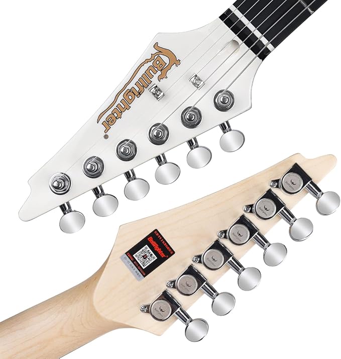 Bullfighter 34 Inch Kids Mini Strat Electric Guitar for Boys Girls, Beginner’s Electric Guitar Kit with Gig Bag, Picks, Cable, Strap, Extra Strings D120-R (blue) (White)