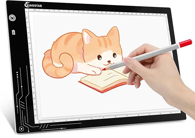 XIAOSTAR Rechargeable Light Box Drawing A4, Tracing Board with Adjustable Brightness for Artists, Animation Drawing, Sketching, X-ray Viewing (A4-RCG)