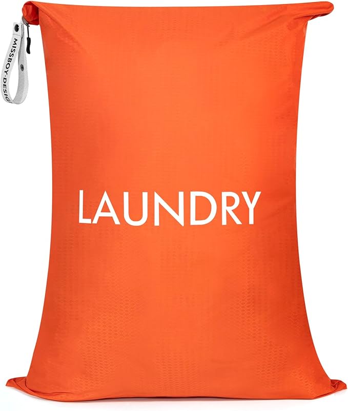 MissBoy Laundry Bag, Nylon Dirty Clothes Storage Bag, Splash-proof Travel Camping Laundry Bags with Zip, Lightweight Foldable Swimming Dry Wet Bag