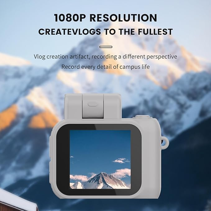 Mini Action Camera 1080P with 32GB Card, White, Compact and Portable, Perfect for Carrying Around, Long Battery Life, High-Definition Display